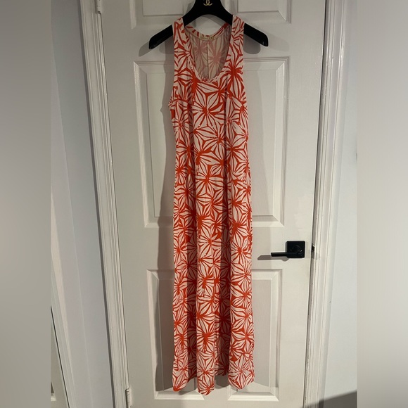 Alternative Apparel Orange Red Soft Sleeveless Lightweight Midi Tank Dress Sz M - Picture 1 of 8